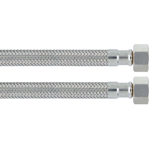 Tuyau de raccordement flexible, 14,9 mm (G 3/8), 200 mm, en acier inoxydable, flexible et résistant au pliage.