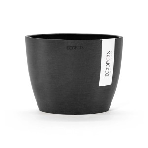 Pot de fleurs Ecopots Stockholm, gris foncé, 16 cm. Idéal pour l'intérieur et l'extérieur.