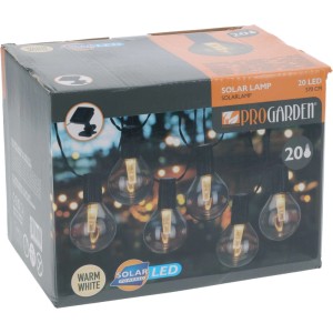 Confezione di luci solari a LED in polipropilene grigio con 20 LED bianco caldo.