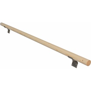 Handlauf Komplettset aus Fichte, 150 cm lang, mit Halterungen zur Wandmontage.