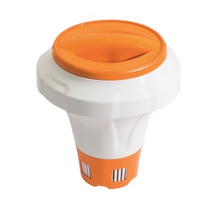 Diffuseur flottant pour galets de chlore ou de brome jusqu'à Ø 7,6 cm avec fonction de dosage.