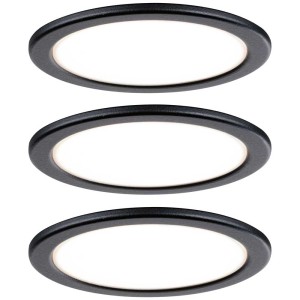Paulmann Pukk, set de 3 spots encastrables noirs pour meubles, 3 x 3W.