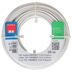 Cavo TDF bianco H05VVH2-F, 2x1.0 mm², 20 m, arrotolato.