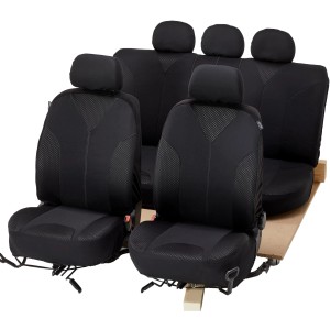 Coprisedili Cartrend Twintex, 14 pezzi, neri, per sedili posteriori sdoppiabili e compatibili con airbag.