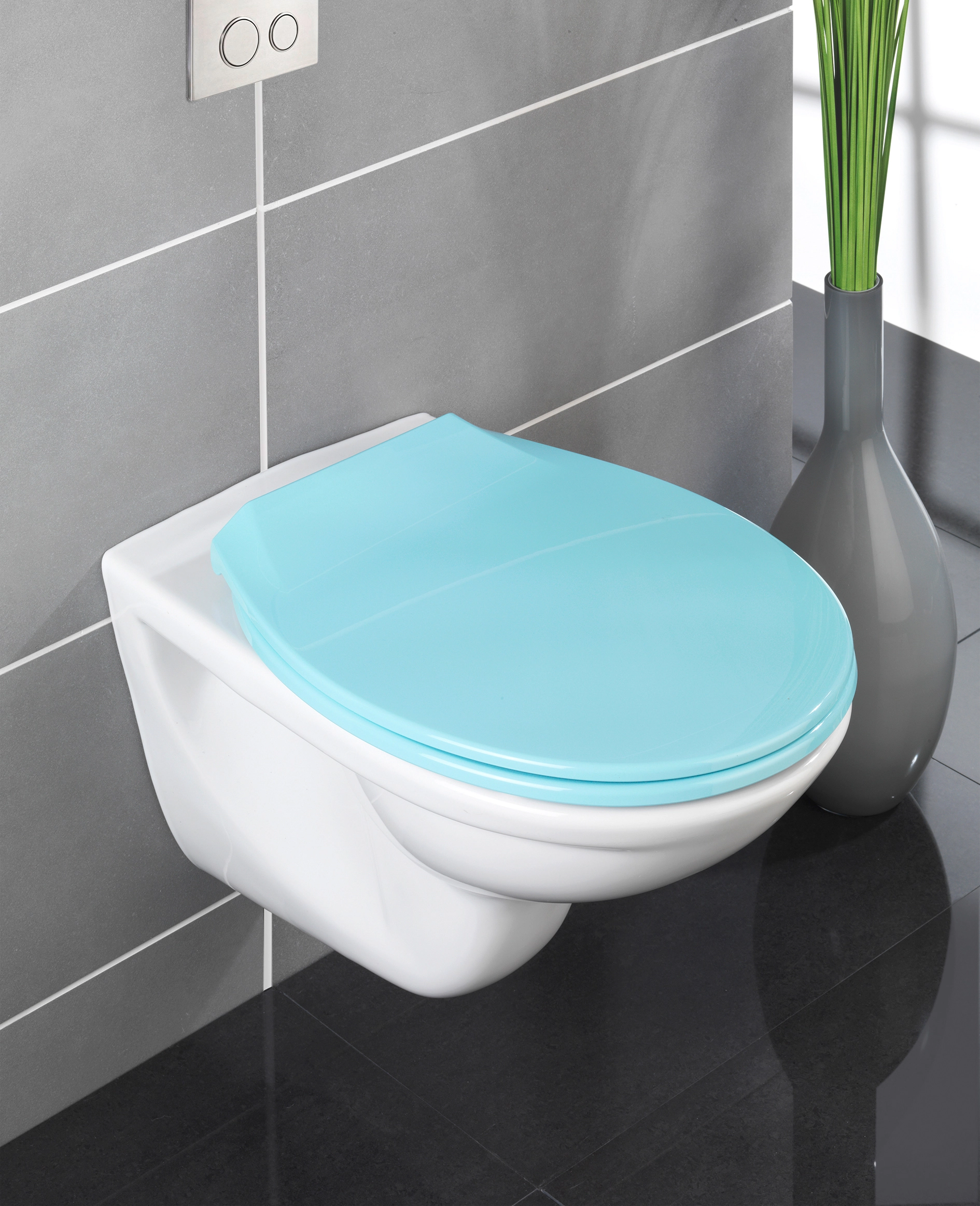 Wenko Sedile WC Kos con Easy-Close termoplastica Blu