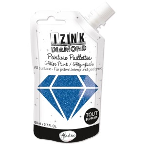 Aladine Diamond Blu pittura glitterata (80ml) in flacone squeeze per carta, tessuto, legno ecc.
