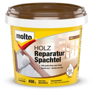 Eimer Molto Holz-Reparaturspachtel 450g, zum Ausbessern von Holz im Innen- und Aussenbereich.