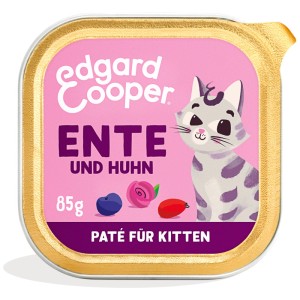 Edgard & Cooper cibo umido per gatti anatra e pollo paté Kitten, vaschetta da 85g.