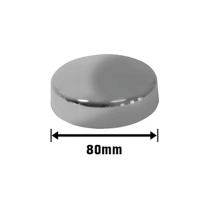 Poignée rotative chromée pour bonde de baignoire, diamètre 80 mm, couleur argent.
