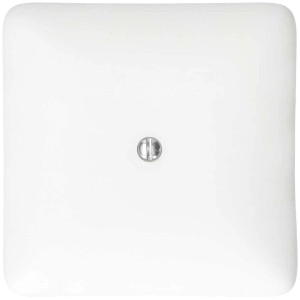 Rosace de plafond carrée blanche avec pontet pour installation de lampe, Ø 8,6 cm.