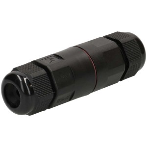 Connecteur de câble noir 3 pôles IP68 pour extérieur, 250V/16A.