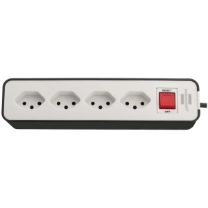 Brennenstuhl Steckdosenleiste Ecolor, 4-fach, schwarz-weiß, 1,5 m Kabel, mit Schalter.