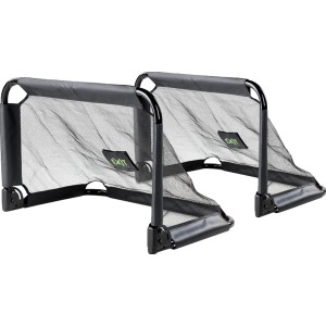 Set di due porte da calcio EXIT Pico in acciaio nero (90x60cm) per gioco e divertimento in giardino.
