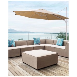 Beliani Ampelschirm Savona II Stoff Taupe Ø 295 x 254 cm