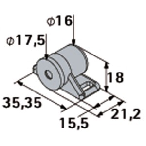 Hettich loquet magnétique à visser Gunmetal, 0,6 kg force, réglable. Dessin technique avec dimensions.