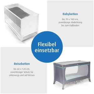 Reer BiteSafe Insektenschutz für Kinder- und Reisebetten, universell passend, weiss.