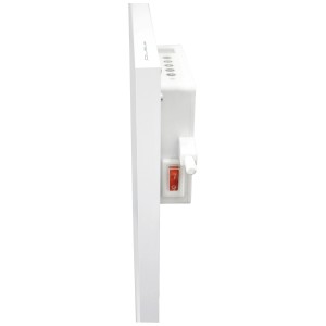 Stufa a infrarossi Emerio 350W con WiFi, vista laterale con interruttore e comandi.