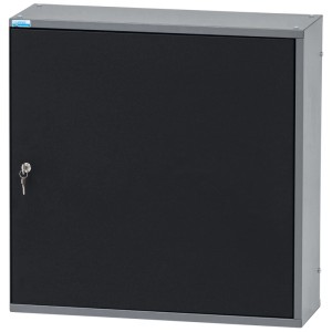 Armoire murale Küpper 70360, noir-gris clair, 60x60x20 cm, avec porte, clé et boîtes de rangement.