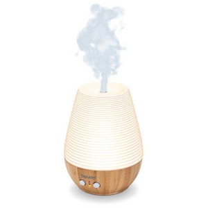 Diffuseur d'arômes Beurer LA 40 en bambou et porcelaine avec atomisation et changement de couleur.
