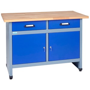 Banco da lavoro Küpper con 2 ante e cassetti, larghezza 1200 mm, ideale per officina e hobby.