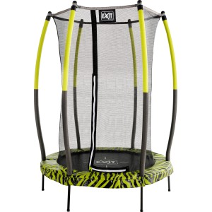 EXIT Tiggy junior trampolino, nero e verde, Ø140cm con rete di sicurezza per bambini dai 3 ai 5 anni.