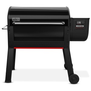 Weber Smoque XL barbecue à pellets, noir, avec tablette latérale et contrôle digital.