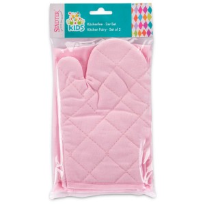 Küchenfee Kinder-Set, rosa: Schürze und Ofenhandschuh aus Baumwolle, 2-teilig.