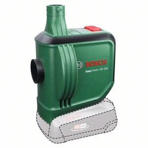 Pompe à air sans fil Bosch EasyInflate 18V-500 Solo, verte. Pompe compacte pour matelas pneumatiques et plus.