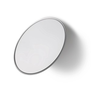 Specchio cosmetico TesaChrom con cornice cromata e superficie rotonda.