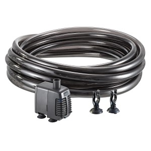Oase Aqua In-Out Set 800 : Système de changement d'eau pour aquarium avec pompe, tuyau et supports.
