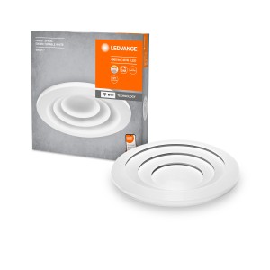Plafoniera Ledvance Smart+ WiFi Orbis Spiral, Ø 50cm, Tunable White, con confezione.