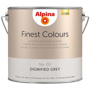 Barattolo di pittura murale Alpina Finest Colours Dignified Grey, 2,5 l, opaca.