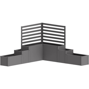 Fioriera Biohort DaVinci versione 1 in grigio quarzo metallizzato con paravento.