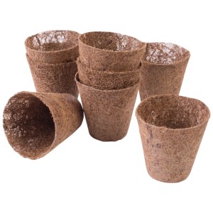 Lot de 8 pots de semis ronds Eco Natur, Ø 6 cm, en matériau biodégradable.