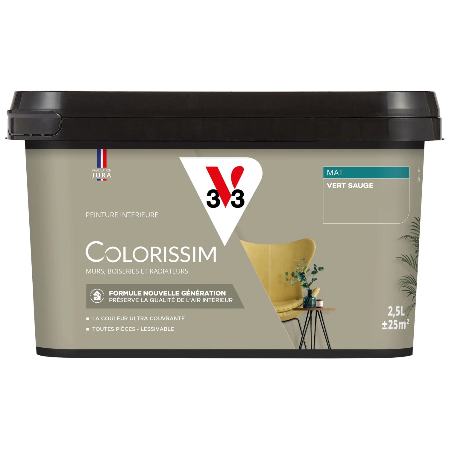 V33 Peinture pour intérieur Colorissim Vert sauge mat 2,5 l