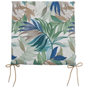 Cuscino per sedia Doppler con motivo floreale nei toni del blu e del verde, 44x44 cm.