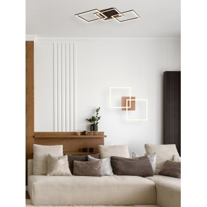 Plafonnier LED moderne Trail couleur titane, 52,6 cm, avec éléments pivotants dans le salon.