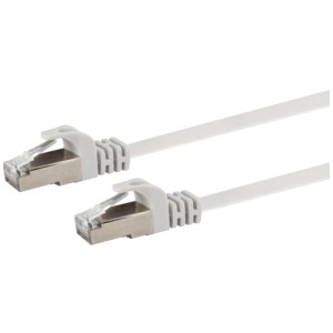 Câble réseau plat Schwaiger Cat. 6 blanc, 10 m, pour connexions réseau rapides.