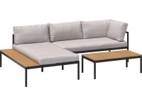 Lounge-Set Lankin Aluminium Anthrazit-Beige 3-tlg.