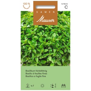 Sachet de graines de basilic à petites feuilles : Feuilles vertes et délicates, idéal pour la cuisine et le jardin.