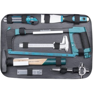 Technocraft Coffret à outils Pro Chrome, 152 pièces avec marteau, scie, niveau et outils de mesure.