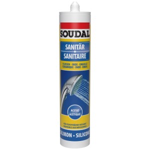 Soudal Silicone Sanitario, trasparente, cartuccia da 300ml per bagno e cucina.
