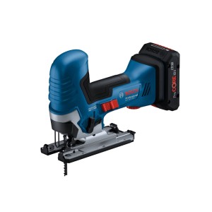 Bosch Professional Akku-Stichsäge GST 18 V-125 S in Blau/Schwarz mit Stabgriff und 18V Akku.