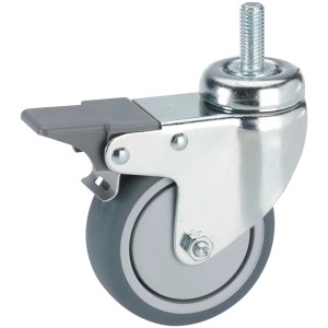 Roulette pivotante en acier Doerner + Helmer, Ø 5 cm, avec roue grise et frein.