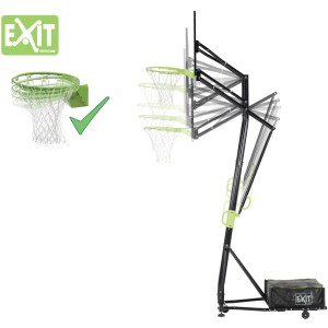 Canestro da basket portatile EXIT Galaxy con anello da dunk, verde/nero, regolabile in altezza.