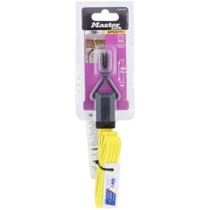 Sangle à bagage Smooth Master Lock, jaune, 100cm, pour charges jusqu'à 40kg. Corde de tension plate avec crochets en fil de fer.