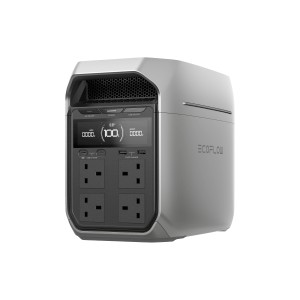 Ecoflow Delta 3 Plus Powerstation (1024 Wh) grise avec divers ports.