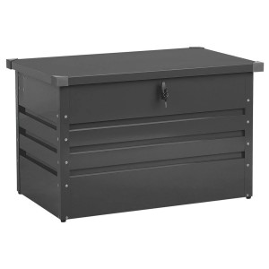 Box contenitore Beliani Cebrosa in acciaio grigio grafite, chiudibile a chiave, 64x100x62 cm.