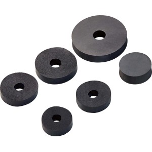 Jeu de rondelles pour robinets de vannes, tailles diverses, caoutchouc, noir.