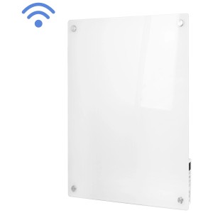 Stufa a infrarossi Emerio bianca con Wifi, 300W, per montaggio a parete.